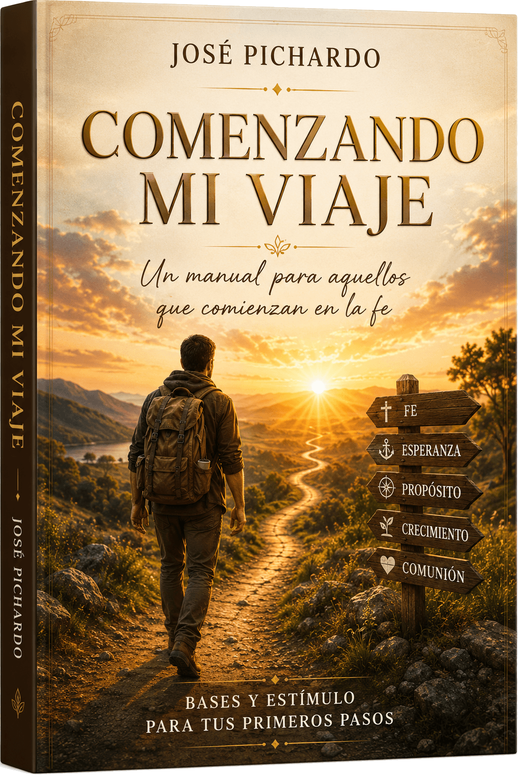 Portada del libro Comenzando Mi Viaje, por el Pastor José Pichardo — mockup 3D